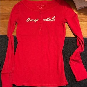 Aeropostale Vibrant Red Henley Top